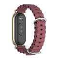 For Xiaomi Mi Band 8 Mijobs GT4 Marine Silicone Breathable Watch Band(Wine Red Light Gold)