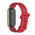 For Xiaomi Mi Band 8 Mijobs GT4 Flat Hole Silicone Watch Band(Red Light Gold)