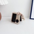 For OPPO Find N3 Flip Illusory Color Leather Texture PC Phone Case with Color Strap(Coffee)