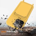 For iPhone 15 Pro Max Integrated Card Bag Solid Color Liquid Silicone Phone Case with Lanyard(Yellow