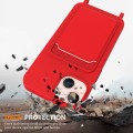 For iPhone 15 Plus Integrated Card Bag Solid Color Liquid Silicone Phone Case with Lanyard(Red)