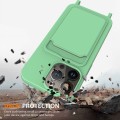 For iPhone 14 Pro Integrated Card Bag Solid Color Liquid Silicone Phone Case with Lanyard(Green)