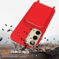For Samsung Galaxy S24 5G Integrated Card Bag Solid Color Liquid Silicone Phone Case with Lanyard(Re