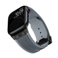 For Apple Watch 42mm Vertical Texture Black Buckle Elastic Silicone Watch Band(Grey)