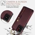 For Samsung Galaxy A51 4G Litchi Texture Zipper Double Buckle Card Bag Phone Case(Maroon Red)