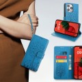 For Motorola Edge 40 5G Tree & Deer Embossed Leather Phone Case(Blue)