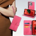 For Motorola Edge 40 5G Tree & Deer Embossed Leather Phone Case(Pink)