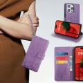 For Motorola Edge 40 5G Tree & Deer Embossed Leather Phone Case(Purple)