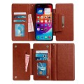 For iPhone 14 Pro Multifunctional 7-Card Wallet Leather Phone Case(Brown)