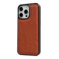 For iPhone 15 Cowhide Texture Back Cover Phone Case(Brown)