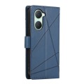 For vivo Y03 4G PU Genuine Leather Texture Embossed Line Phone Case(Blue)