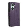 For vivo Y03 4G PU Genuine Leather Texture Embossed Line Phone Case(Purple)