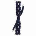 For Apple Watch Series 9 45mm Screw Nut Braided Paracord Watch Band(Blue)