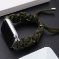 For Apple Watch SE 44mm Screw Nut Braided Paracord Watch Band(Green)