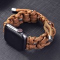 For Apple Watch Series 3 42mm Screw Nut Braided Paracord Watch Band(Coffee)