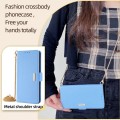 For Samsung Galaxy A25 5G Crossbody Chain Leather Phone Case(Blue)