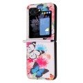 For Samsung Galaxy Z Flip5 Colored Drawing Pattern PU + PC Shockproof Phone Case(Two Butterflies)