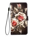 For Nothing Phone 2a Colored Drawing Pattern Plain Weave Leather Phone Case(Roses On Black)