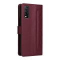 For vivo Y20 / Y20i Diamond Lattice Leather Flip Phone Case(Wine Red)