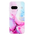 For Google Pixel 8A IMD Marble Pattern TPU Phone Case(Pink Blue)