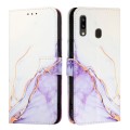For Samsung Galaxy A20 / A30 / M10s PT003 Marble Pattern Flip Leather Phone Case(White Purple)