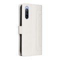 For Sony Xperia 10 III Diamond Lattice Leather Flip Phone Case(White)