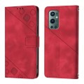 For OnePlus 9 Pro Skin-feel Embossed Leather Phone Case(Red)