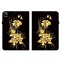 For iPad Pro 12.9 2022 / 2021 / 2020 Crystal Texture Painted Leather Smart Tablet Case(Gold Butterfl