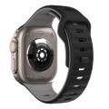 For Apple Watch Series 5 44mm Wave Texture Reverse Buckle Silicone Watch Band(Black Grey)