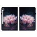 For Samsung Galaxy Tab S9+ / S9 FE+ Crystal Texture Painted Leather Tablet Case(Purple Peony)