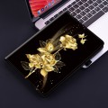 For Samsung Galaxy Tab A7 10.4 Crystal Texture Painted Leather Smart Tablet Case(Gold Butterfly Rose