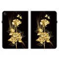 For OPPO Pad Air Crystal Texture Painted Leather Tablet Case(Gold Butterfly Rose)