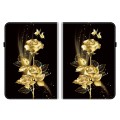 For Amazon Kindle Paperwhite5 Crystal Texture Painted Leather Tablet Case(Gold Butterfly Rose)