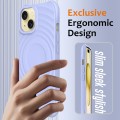 For iPhone 15 Wave Texture MagSafe Magnetic Liquid Silicone Phone Case(Purple)