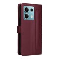 For Xiaomi Redmi Note 13 5G Diamond Lattice Leather Flip Phone Case(Wine Red)