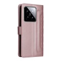 For Xiaomi 14 5G Diamond Lattice Leather Flip Phone Case(Rose Gold)
