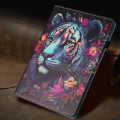 For Samsung Galaxy Tab A9+ Painted Litchi Leather Sewing Smart Tablet Case(Tiger)