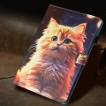 For Samsung Galaxy Tab A 10.1 2019 Painted Litchi Leather Sewing Tablet Case(Gold Cat)