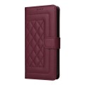 For Samsung Galaxy A22 4G Diamond Lattice Leather Flip Phone Case(Wine Red)