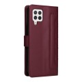 For Samsung Galaxy A22 4G Diamond Lattice Leather Flip Phone Case(Wine Red)