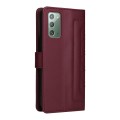 For Samsung Galaxy Note20 Diamond Lattice Leather Flip Phone Case(Wine Red)