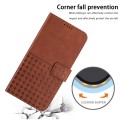 For iPhone XR Woven Embossed RFID Blocking Leather Phone Case(Brown)