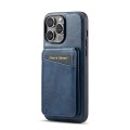 For iPhone 15 Pro Fierre Shann Oil Wax Cow Leather Magnetic Card Holder Phone Case(Blue)