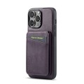 For iPhone 12 Pro Max Fierre Shann Oil Wax Cow Leather Magnetic Card Holder Phone Case(Purple)