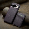 For Google Pixel 9 Fierre Shann Oil Wax Cow Leather Magnetic Card Holder Phone Case(Purple)