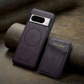 For Google Pixel 7 Pro Fierre Shann Oil Wax Cow Leather Magnetic Card Holder Phone Case(Purple)