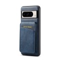 For Google Pixel 7a Fierre Shann Oil Wax Cow Leather Magnetic Card Holder Phone Case(Blue)