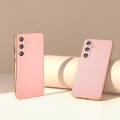 For Samsung Galaxy S24+ 5G Nano Plating Genuine Leather Wave Series Phone Case(Pink)