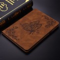 For iPad Pro 11 2024 Butterfly Flower Embossed Leather Tablet Case(Brown)