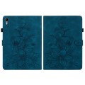 For iPad mini 6 Lily Embossed Leather Smart Tablet Case(Dark Blue)